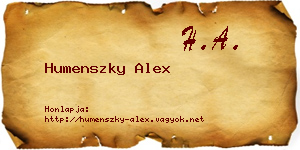 Humenszky Alex névjegykártya